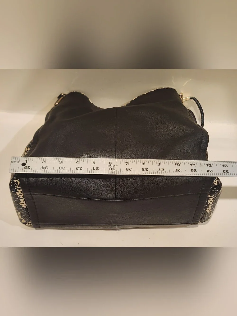 Coach Madison Phoebe Black Two-Tone Python Leather Shoulder Bag Tote Purse